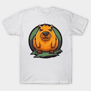 Angry capybara in green pond T-Shirt